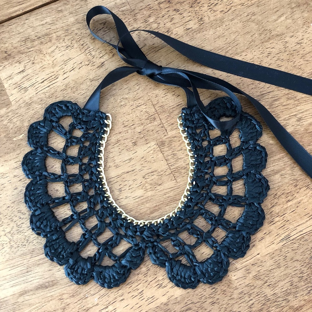 Collar Coal Crocheted Bib Necklace